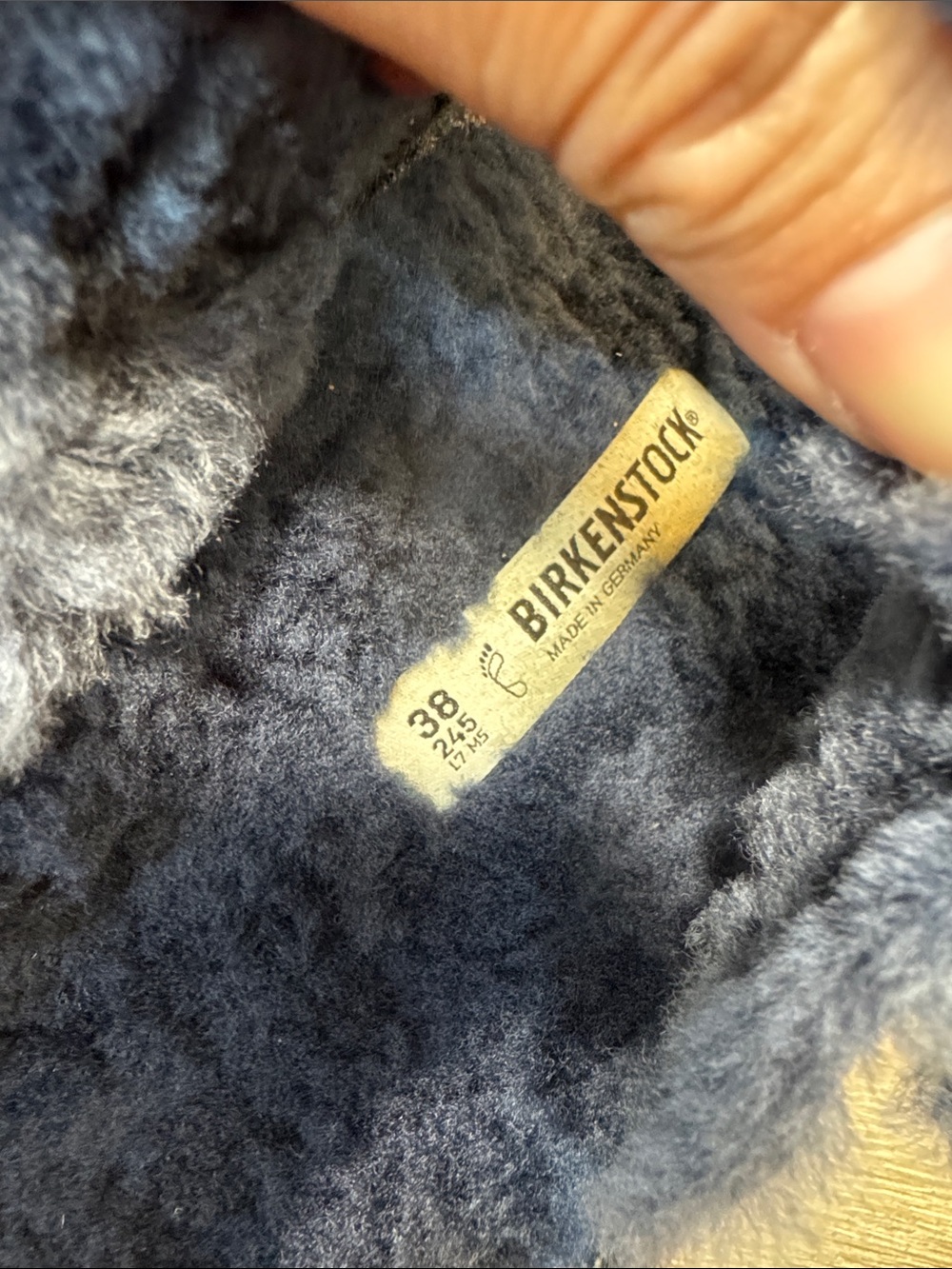 Birkenstock Navy Suede Shearling Arizona fur lined Sandals Sz 38 (j295) - Picture 4 of 8